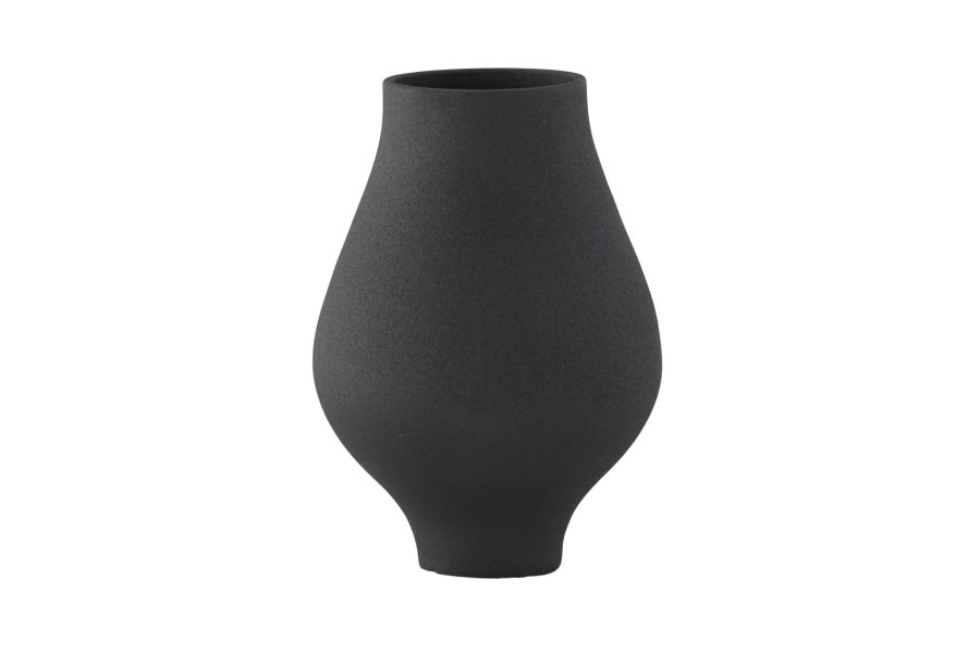 VENTURE DESIGN Rellis vase, rund - svart keramikk (D10xH24xB14)