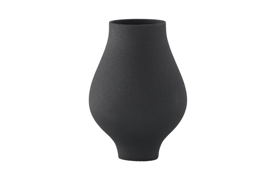 VENTURE DESIGN Rellis vase, rund - svart keramikk (D10xH24xB14)