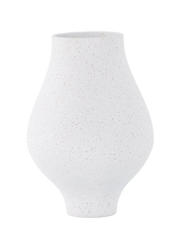 VENTURE DESIGN Rellis vase, rund - hvite/svarte prikker keramikk (D10xH24xB14)