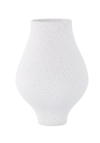 VENTURE DESIGN Rellis vase, rund - hvite/svarte prikker keramikk (D10xH24xB14)