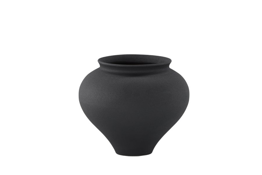 VENTURE DESIGN Rellis vase, rund - svart keramikk (D11xH18xB18)
