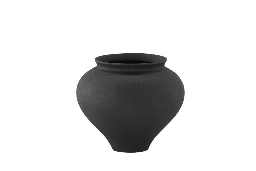 VENTURE DESIGN Rellis vase, rund - svart keramikk (D11xH18xB18)