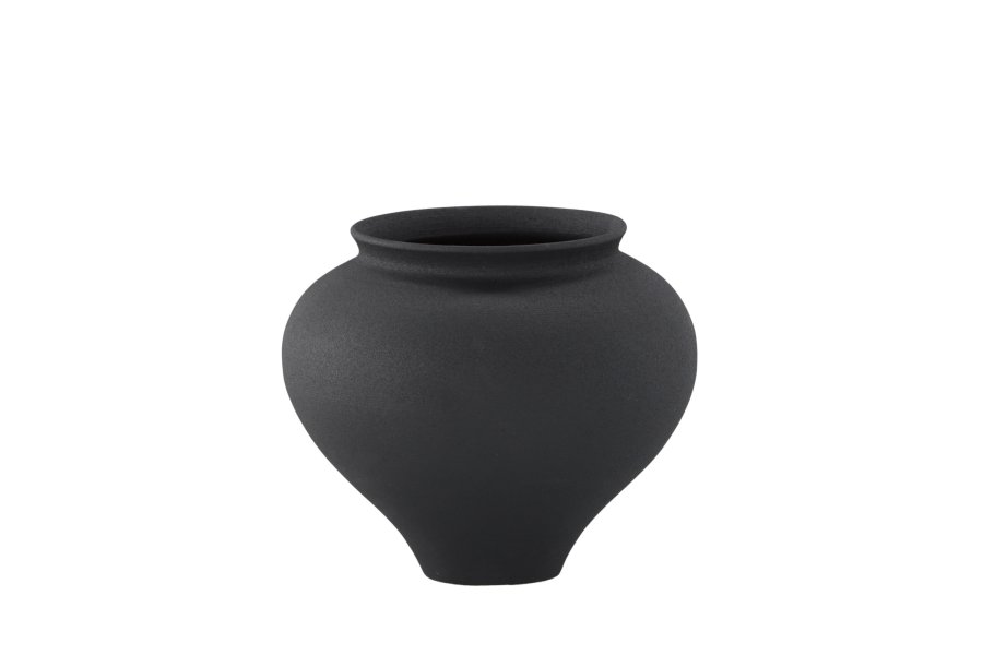 VENTURE DESIGN Rellis vase, rund - svart keramikk (D11xH18xB18)