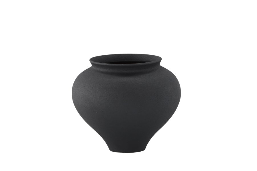 VENTURE DESIGN Rellis vase, rund - svart keramikk (D11xH18xB18)