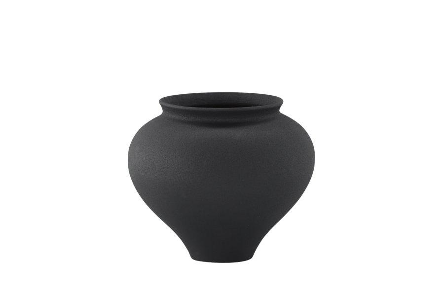 VENTURE DESIGN Rellis vase, rund - svart keramikk (D11xH18xB18)