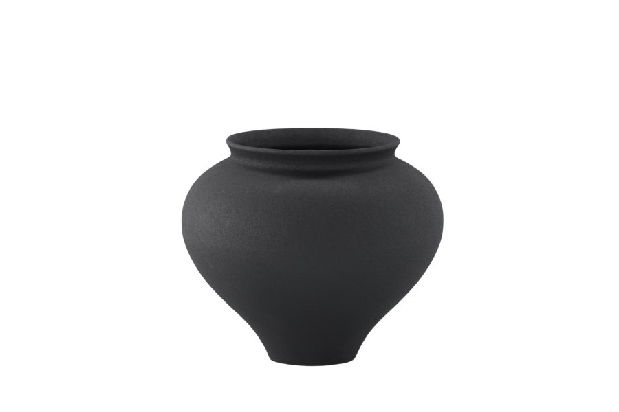 VENTURE DESIGN Rellis vase, rund - svart keramikk (D11xH18xB18)