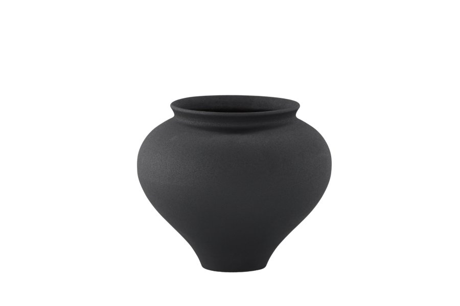 VENTURE DESIGN Rellis vase, rund - svart keramikk (D11xH18xB18)