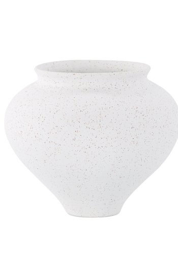 VENTURE DESIGN Rellis vase, rund - hvite/svarte prikker keramikk (D11xH18xB18)