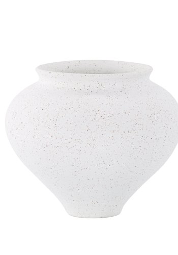 VENTURE DESIGN Rellis vase, rund - hvite/svarte prikker keramikk (D11xH18xB18)