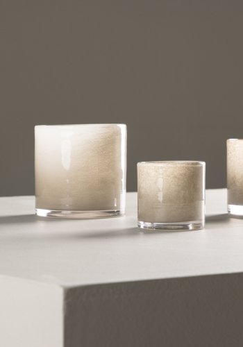 VENTURE DESIGN Glora Kerzenständer, rund – beiges Glas (8x8H)