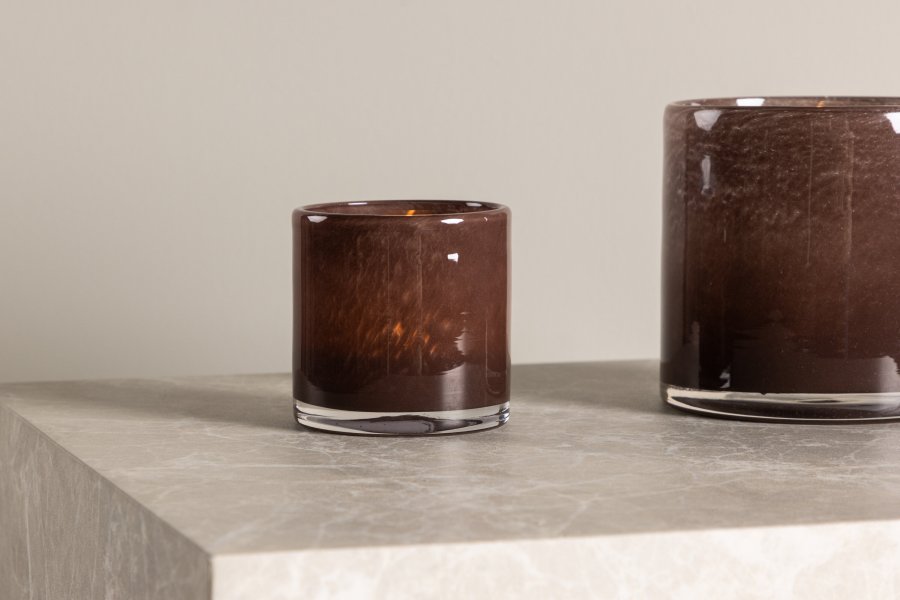 VENTURE DESIGN Glora Kerzenständer, rund – braunes Glas (8x8H)
