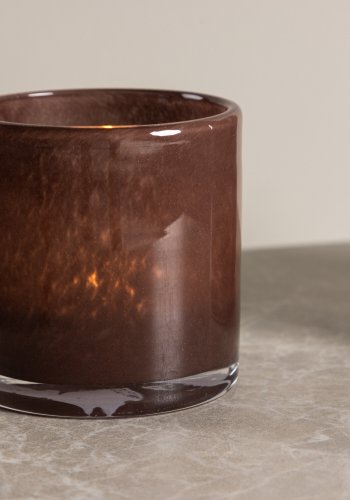 VENTURE DESIGN Glora Kerzenständer, rund – braunes Glas (8x8H)