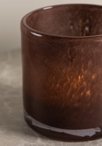 VENTURE DESIGN Glora Kerzenständer, rund – braunes Glas (8x8H)