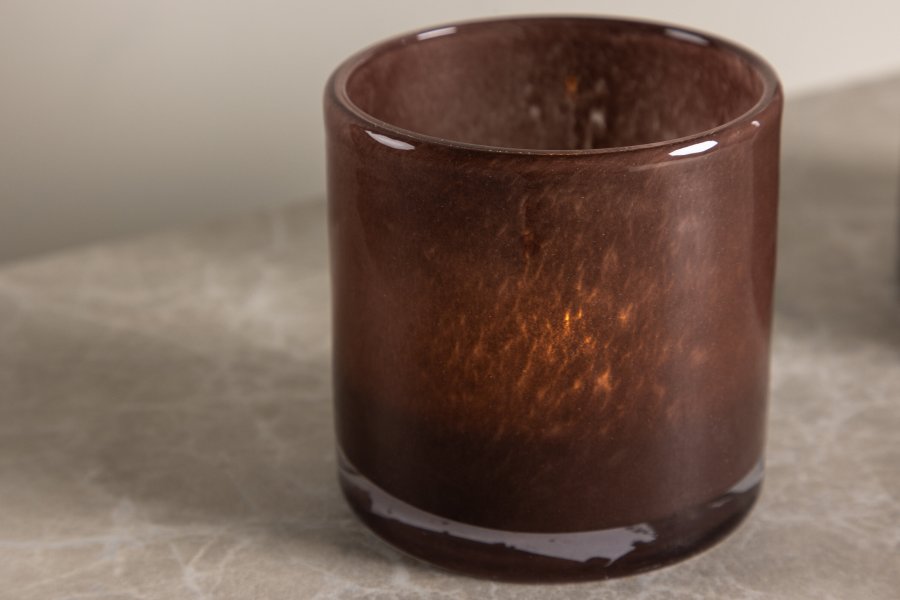 VENTURE DESIGN Glora Kerzenständer, rund – braunes Glas (8x8H)