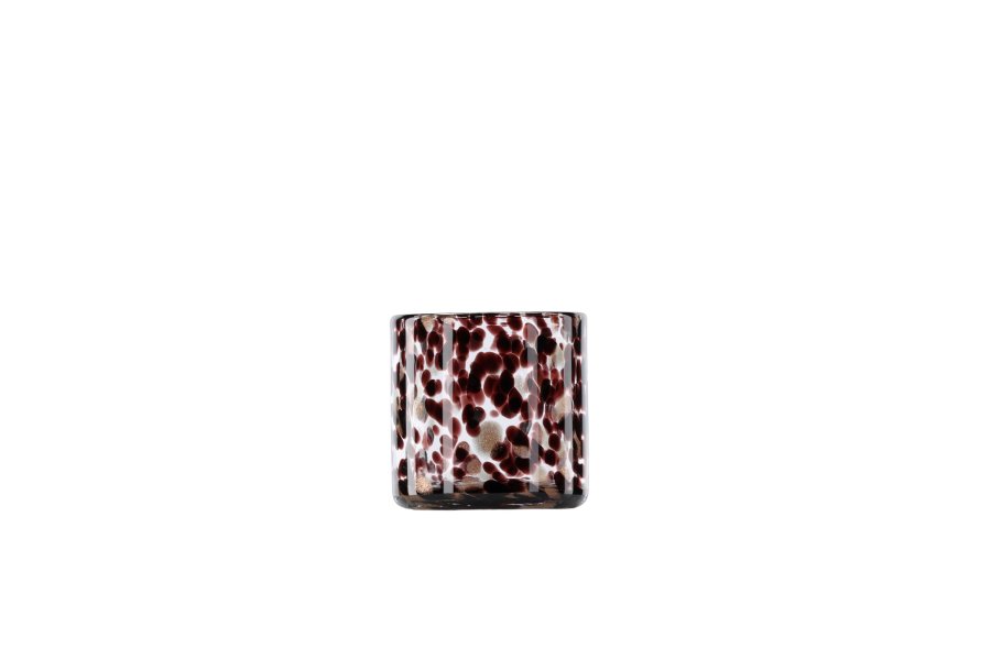 VENTURE DESIGN Glora lysestake, rund - hvit/svart glass (8x8H)