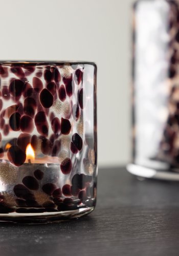 VENTURE DESIGN Glora lysestake, rund - hvit/svart glass (8x8H)