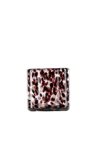 VENTURE DESIGN Glora lysestake, rund - hvit/svart glass (8x8H)