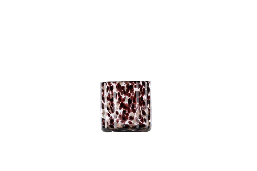 VENTURE DESIGN Glora lysestake, rund - hvit/svart glass (8x8H)