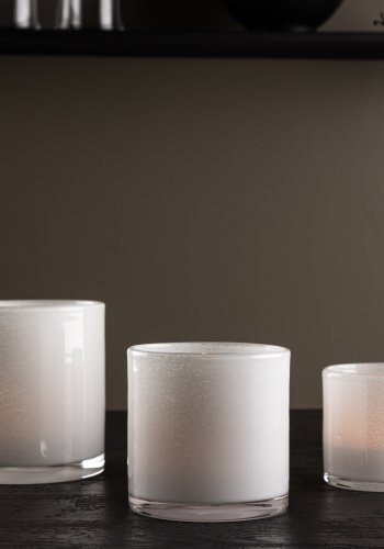 VENTURE DESIGN Glora Kerzenständer, rund – weißes Glas (10x10H)