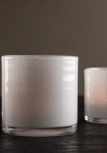 VENTURE DESIGN Glora Kerzenständer, rund – weißes Glas (10x10H)