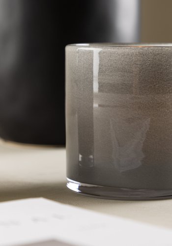 VENTURE DESIGN Glora Kerzenständer, rund – hellgraues Glas (10x10H)