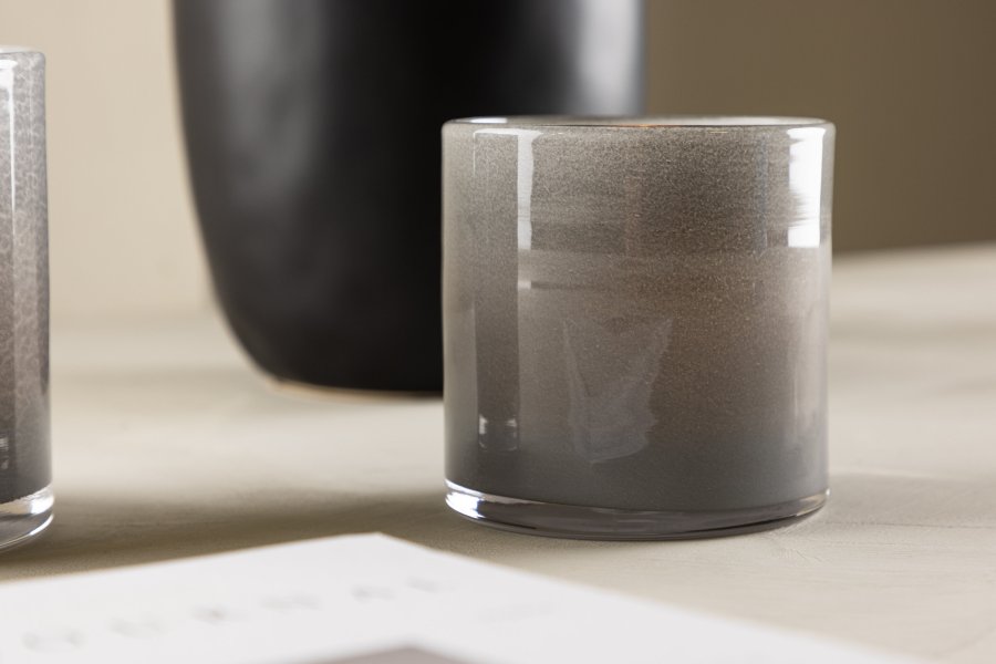 VENTURE DESIGN Glora Kerzenständer, rund – hellgraues Glas (10x10H)