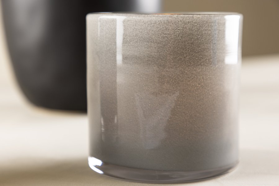 VENTURE DESIGN Glora Kerzenständer, rund – hellgraues Glas (10x10H)