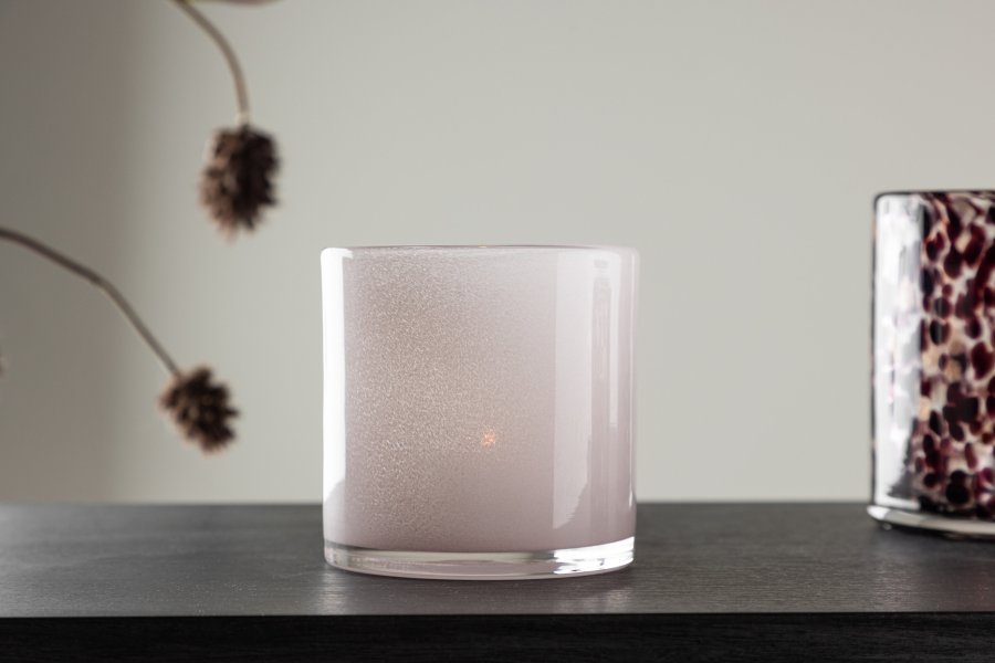 VENTURE DESIGN Glora Kerzenständer, rund – rosa Glas (10x10H)