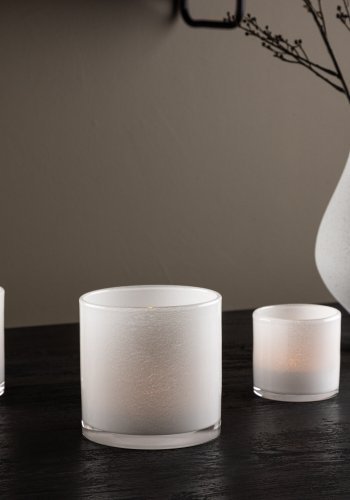 VENTURE DESIGN Glora Kerzenständer, rund – weißes Glas (12x12H)