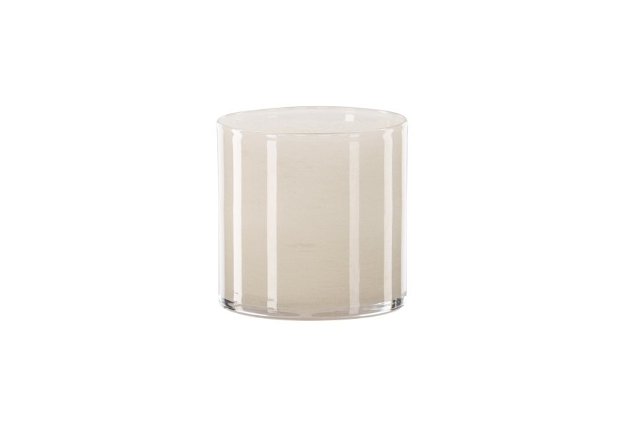 VENTURE DESIGN Glora Kerzenständer, rund – beiges Glas (12x12H)