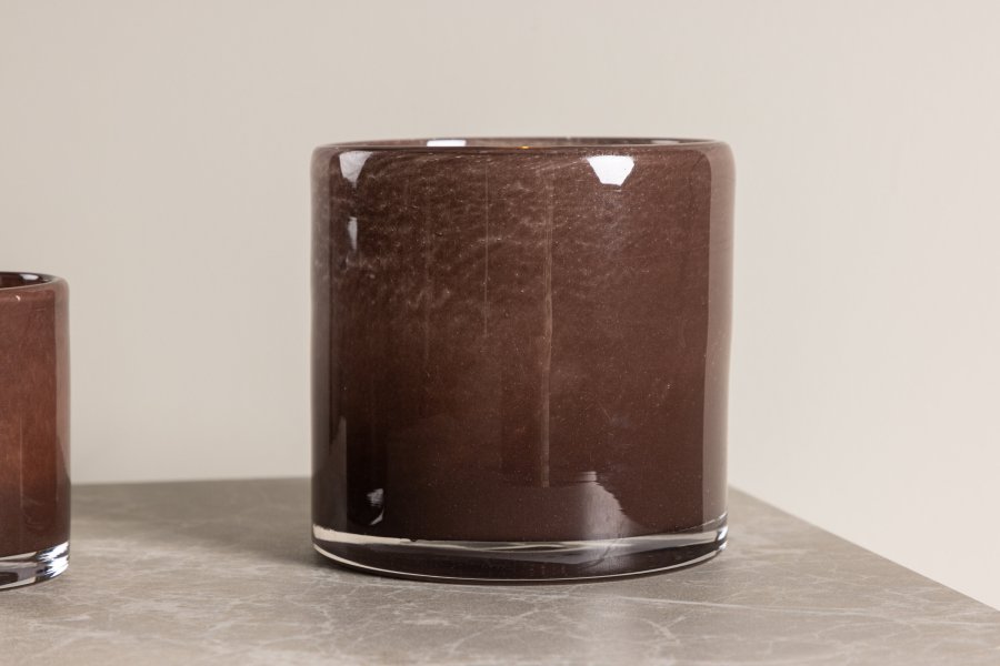 VENTURE DESIGN Glora Kerzenständer, rund – braunes Glas (12x12H)