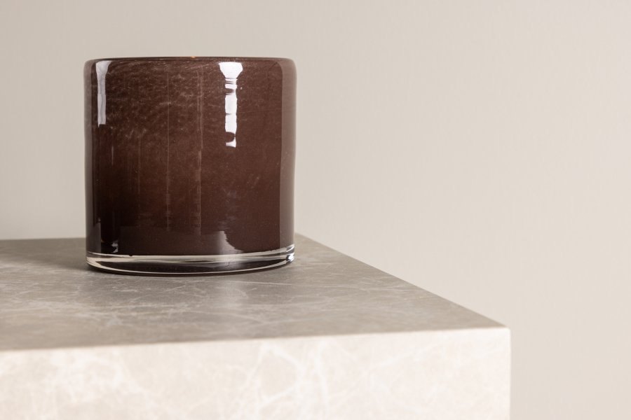 VENTURE DESIGN Glora Kerzenständer, rund – braunes Glas (12x12H)