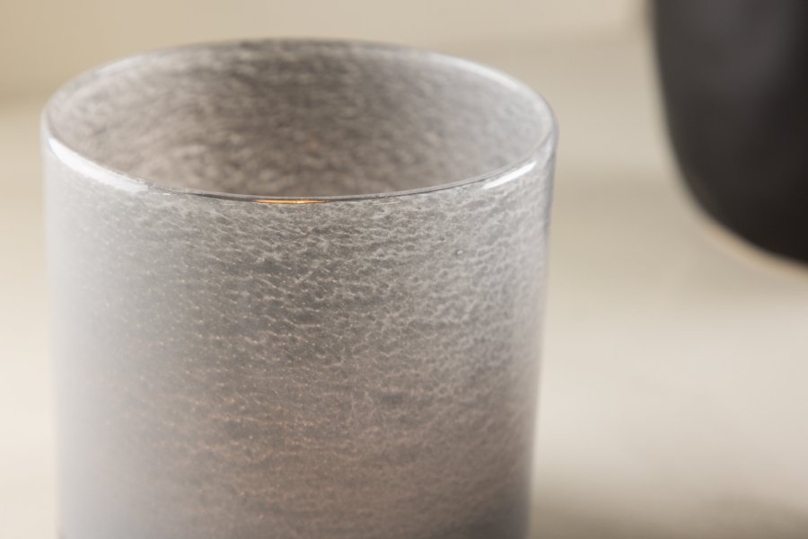 VENTURE DESIGN Glora Kerzenständer, rund – hellgraues Glas (12x12H)