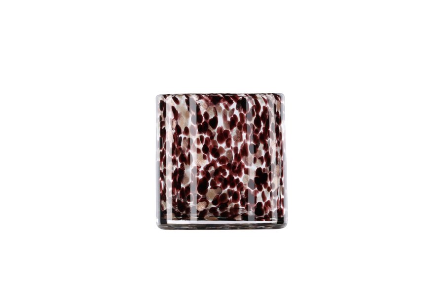 VENTURE DESIGN Glora lysestake, rund - hvit/svart glass (12x12H)