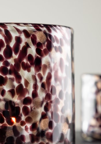 VENTURE DESIGN Glora lysestake, rund - hvit/svart glass (12x12H)