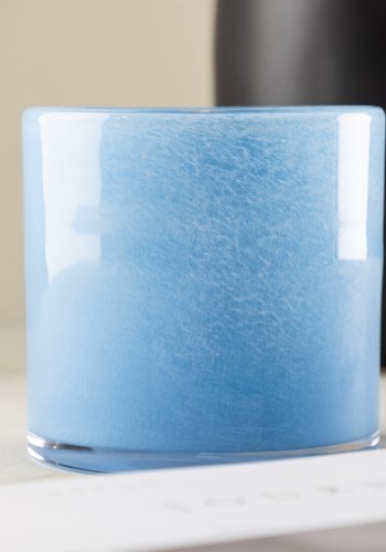 VENTURE DESIGN Glora Kerzenständer, rund – hellblaues Glas (12x12H)
