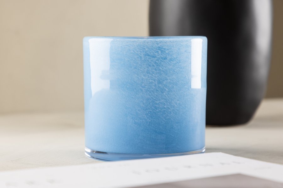 VENTURE DESIGN Glora Kerzenständer, rund – hellblaues Glas (12x12H)