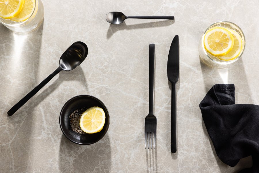 VENTURE DESIGN Wabi Sabi Bestick - Mattsvart rostfritt stl (set med 24)