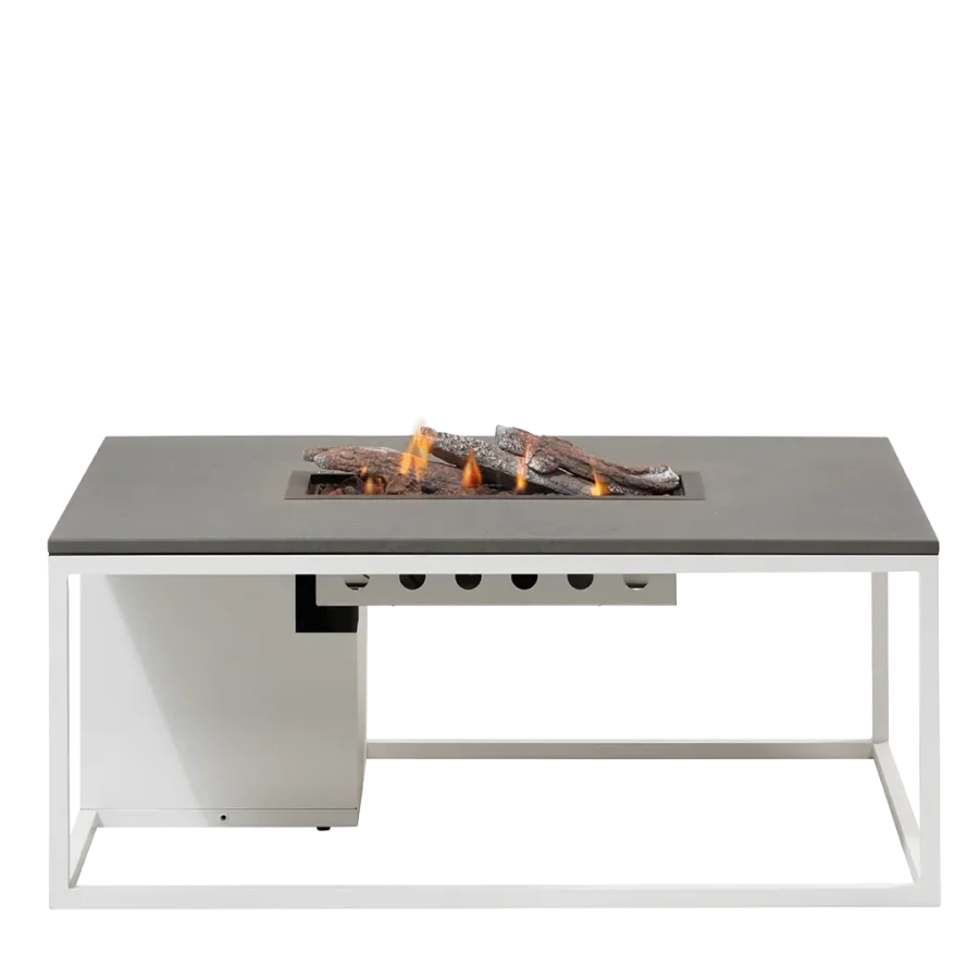 COSI FIRES Cosiloft 120 Lounge-Feuertisch, rechteckig – graues und weißes Aluminium (120 x 80)