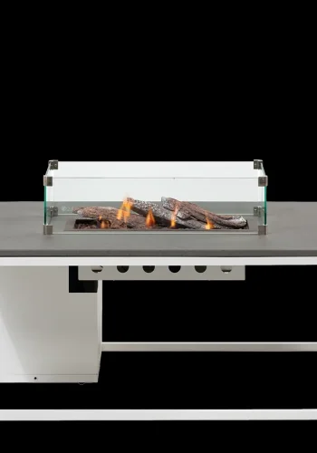 COSI FIRES Cosiloft 120 Lounge-Feuertisch, rechteckig – graues und weißes Aluminium (120 x 80)