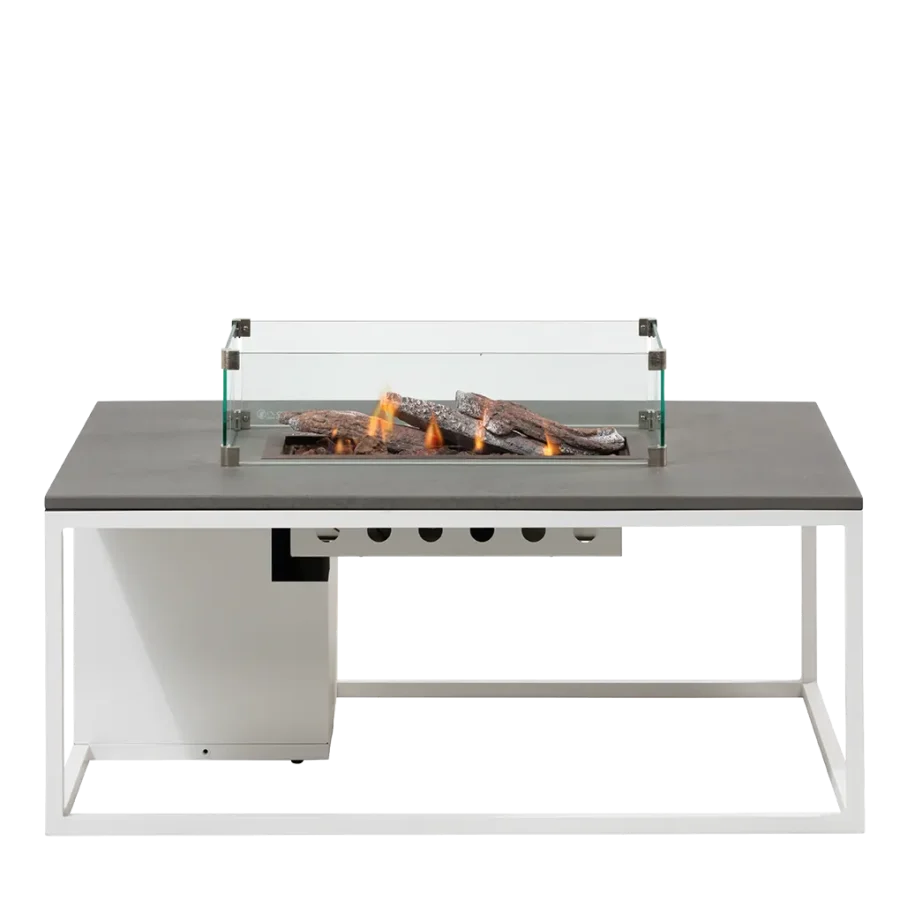 COSI FIRES Cosiloft 120 Lounge-Feuertisch, rechteckig – graues und weißes Aluminium (120 x 80)