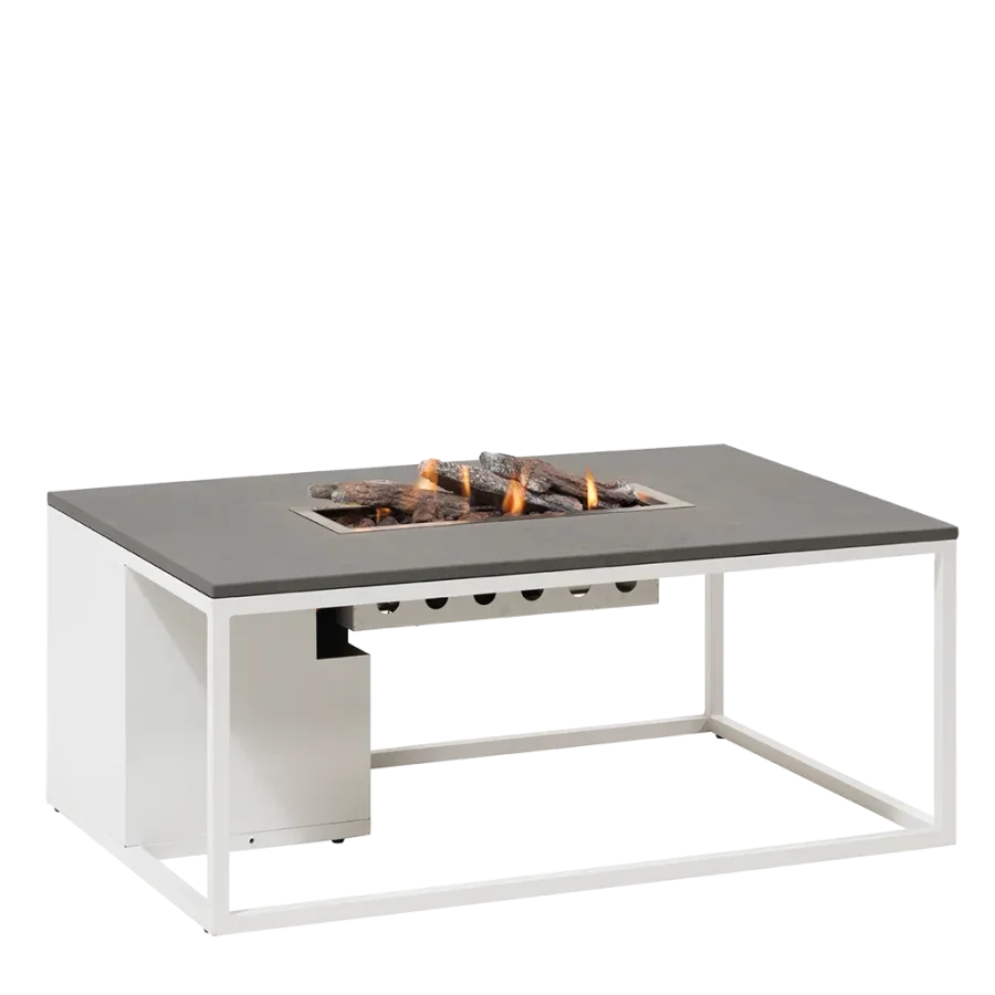 COSI FIRES Cosiloft 120 Lounge-Feuertisch, rechteckig – graues und weißes Aluminium (120 x 80)