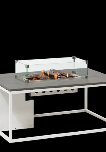 COSI FIRES Cosiloft 120 Lounge-Feuertisch, rechteckig – graues und weißes Aluminium (120 x 80)