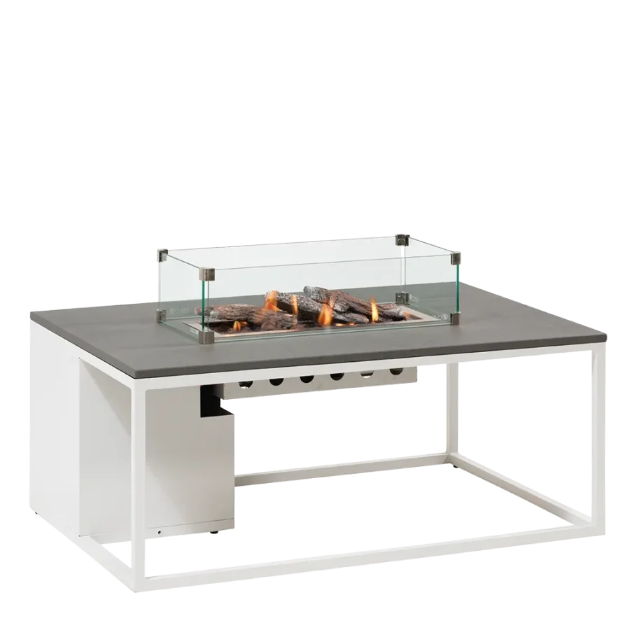 COSI FIRES Cosiloft 120 Lounge-Feuertisch, rechteckig – graues und weißes Aluminium (120 x 80)