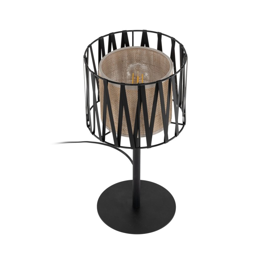 TK Harmony bordlampe - natur jute og sort metal