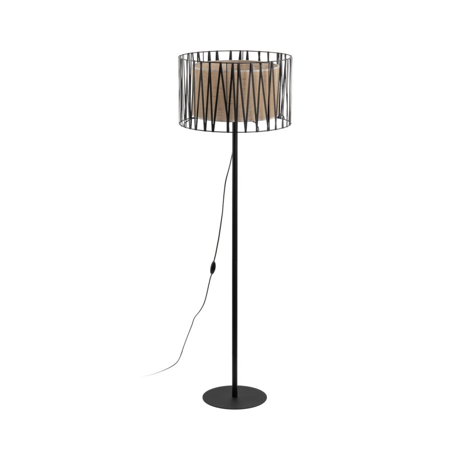 TK Harmony gulvlampe - natur jute og sort metal