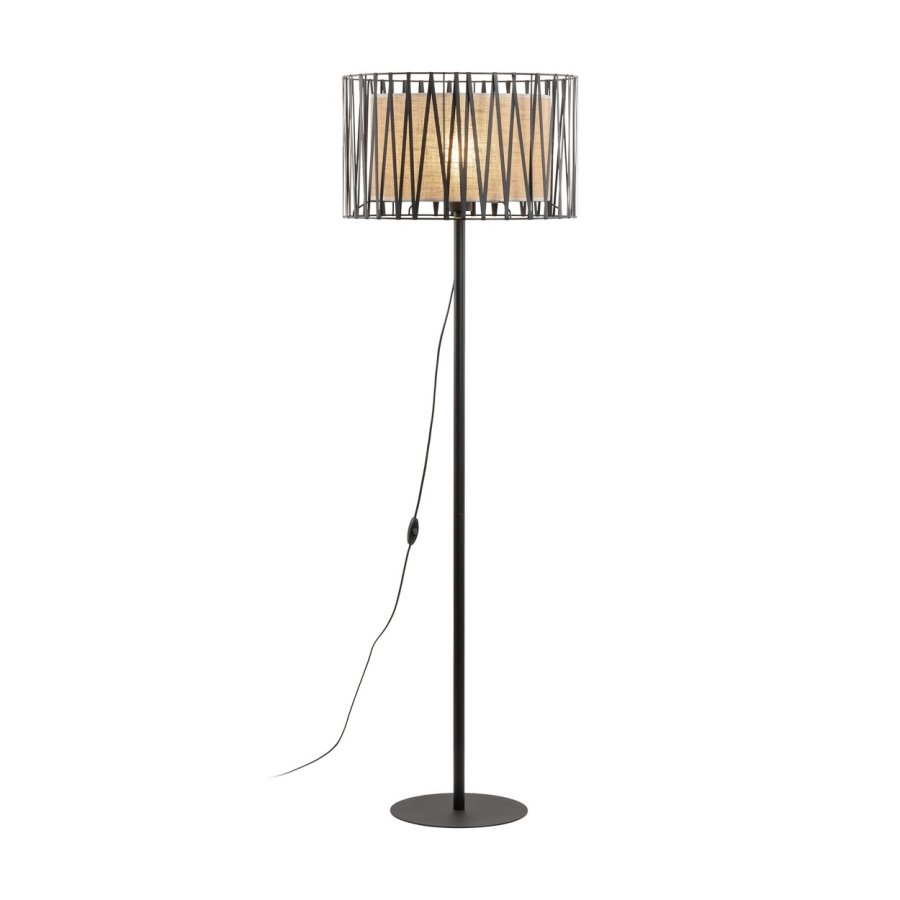 TK Harmony gulvlampe - natur jute og sort metal