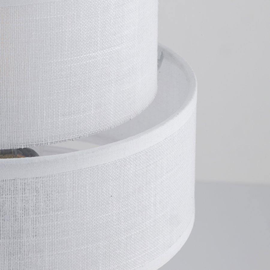 TK Calisto bordlampe - hvitt stoff og sort metall