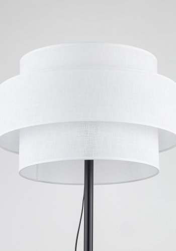 TK Calisto gulvlampe - hvid stof og sort metal