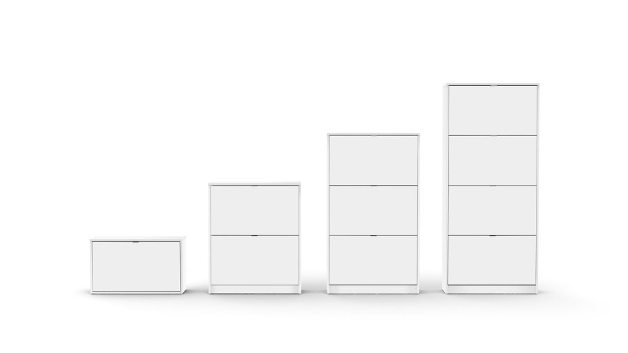 TVILUM Shoes skoskab - hvid tr, m. 4 klaplger 